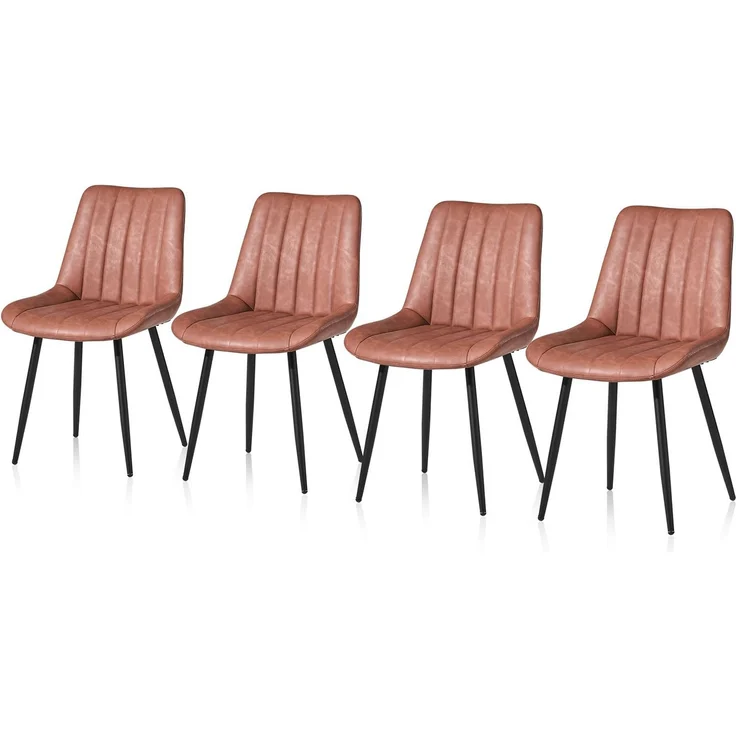 TUKAILAI Esszimmerstühle 4er Set Kunstleder Polsterstuhl mit Metallgestell | Polsterstühle mit Ergonomischer Rückenlehn,bis 150kg Belastbarkeit,Küchenstuhl für Esszimmer und Wohnzimmer Restaurant