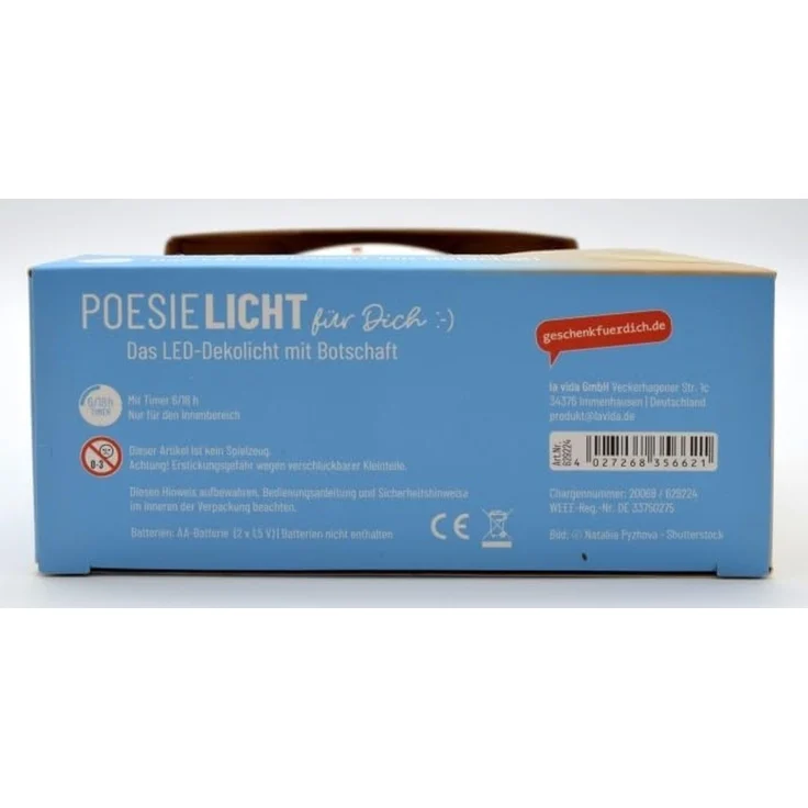 Deko Lampe Leuchte Batterie Poesielicht für Dich la vida Geschenk Torte 6292241 – Bild 6