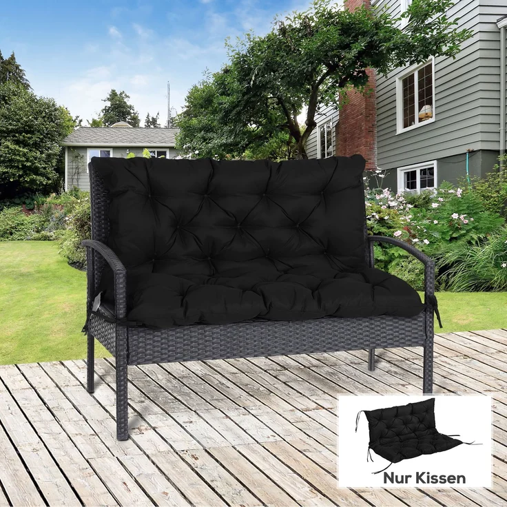Outsunny Bankauflage, Polyester, Schaumstoff, Schwarz, 98L x 100B x 8T cm – Bild 2