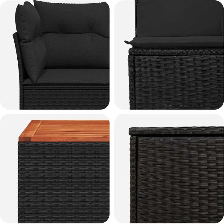 vidaXL Sofa Set 8 stk. Schwarz Polyrattan und Stahl 3448266 – Bild 8