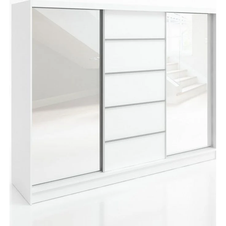 A&J MöbelLand GmbH Schiebetürenschrank TARO 3-türiger Kleiderschrank mit Spiegel, und Kleiderstangen (TOP ANGEBOT! Geräumiger Schrank mit einer Breite von 200 cm und Spiegel, ideal zur Aufbewahrung von Kleidung und Accessoires. Viel Stauraum, TOP PRODU... – Bild 4