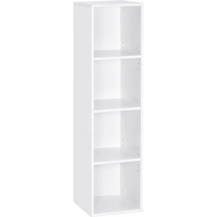 Mondeer Bücherregal Würfelregal, Standregal, Wandregal, Bücherschrank aus Holz mit 4 Fächer, Weiß – Bild 4