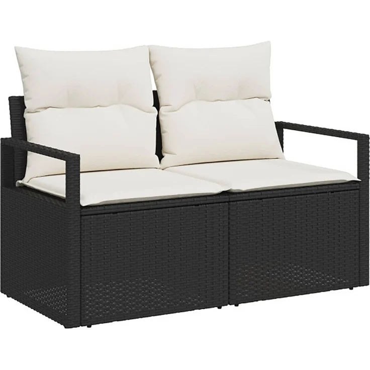 vidaXL Sofa Set 6 stk. Schwarz und Cremeweiß Polyrattan und Stahl 3447233 – Bild 3