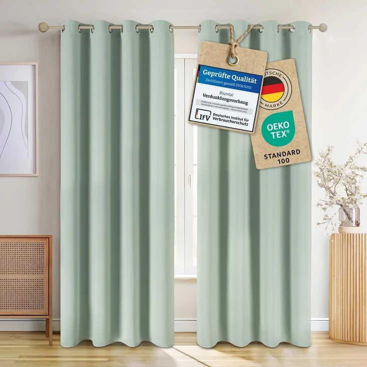 Blumtal Verdunkelungsvorhang 2er-Set Gardinen Wärmeisolierend Blickdicht, Ösen (2 St), verdunkelnd, mit Ösen