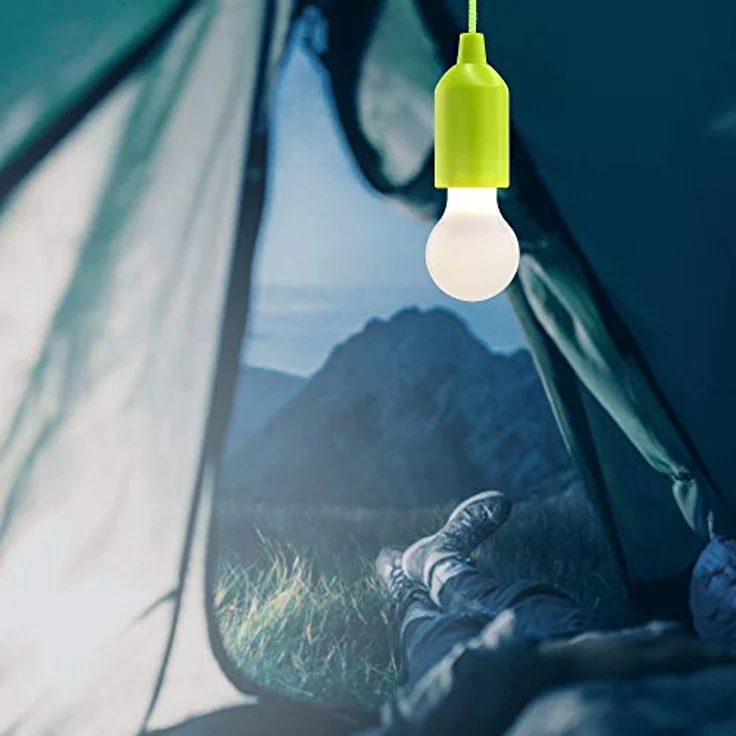 HyCell Pull Light, tragbare LED Lampe in grün mit Zugschalter, inkl. AAA Batterien, warmweiß, ideal für Garten, Camping und Partydekoration – Bild 3