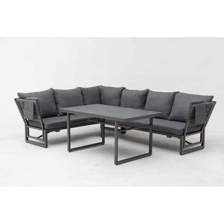 Gardissimo SAN REMO Ecklounge Gartenmöbel Sitzgruppe Sintered-Stone anthrazit – Bild 6