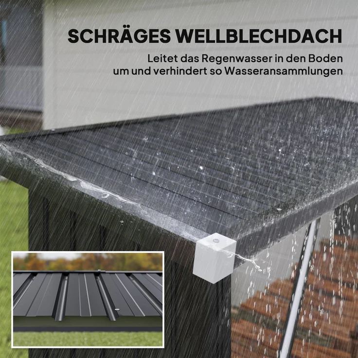 Outsunny Kaminholzregal, Verzinkter Stahl, Dunkelgrau, 213L x 66,5B x 150H cm – Bild 6