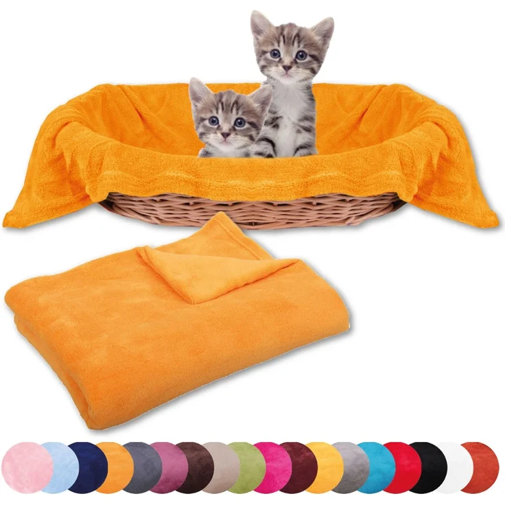 Haustierdecke Katzendecke Kuscheldecke Tierdecke , angenehm und super weich in vielen verschiedenen Farben erhältlich (90x140 cm / maisgelb - hellorange) – Bild 2