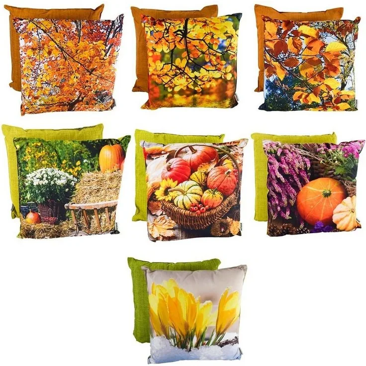 Outdoor Kissen Herbst 45x45x12cm wetterbeständig mit herbstlichen Motiven Krokusse