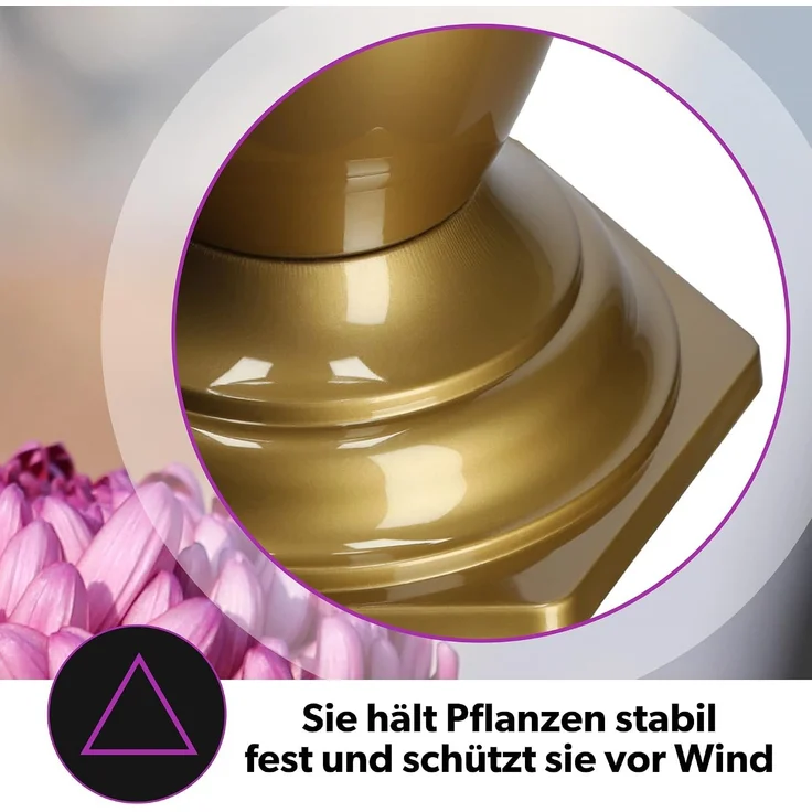 KADAX Vase, Fläschchen, Blumen, Grabstein, Friedhof, Grabstein-Einsatz, Sockel, Gold, 37 cm – Bild 6