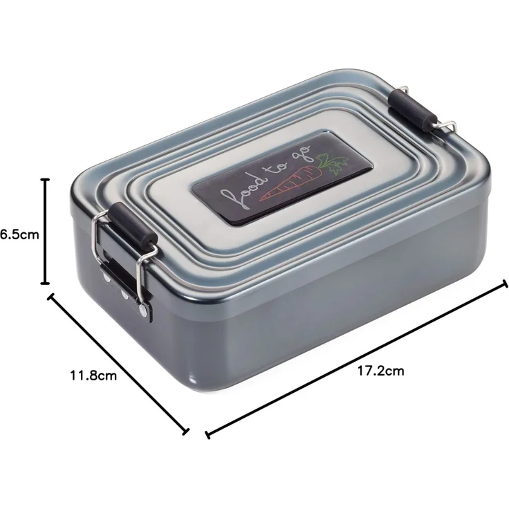 TROIKA Lunchbox FOOD TO GO mit Bügelverschluss – robuste Brotdose aus Aluminium, für Alltag, Schule und Büro, nostalgische Lunch-Box, rostfrei – Bild 4