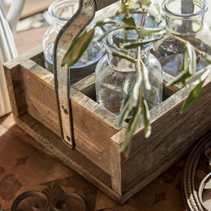 Mirabeau Übertopf Vase 4er Set mit Korb Reverie braun/klar – Bild 6