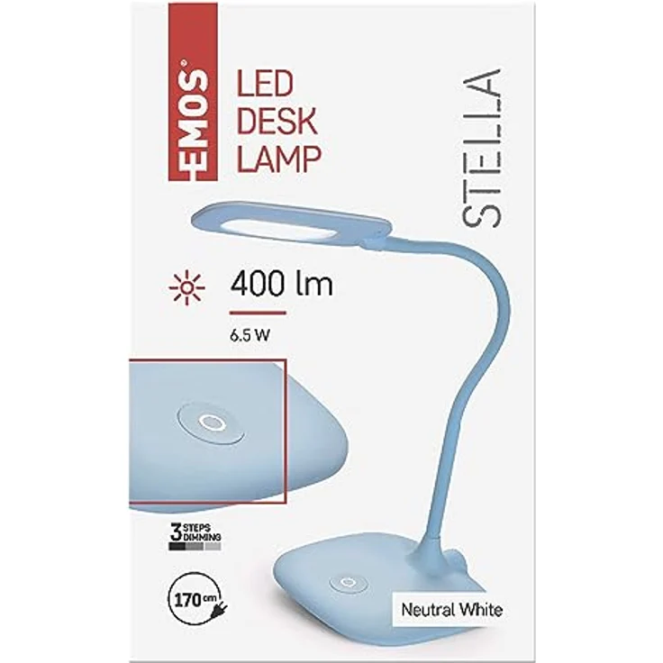 EMOS STELLA dimmbare LED Tischlampe, 6,5W, max. 400lm, 4000K, flexibler Arm, blau, Z7602BL – Bild 7