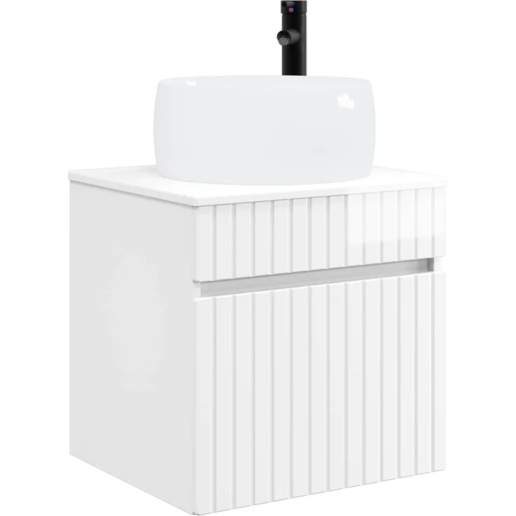 vidaXL Wandmontierter Waschbeckenunterschrank Hochglanz Weiß 890616 – Bild 2
