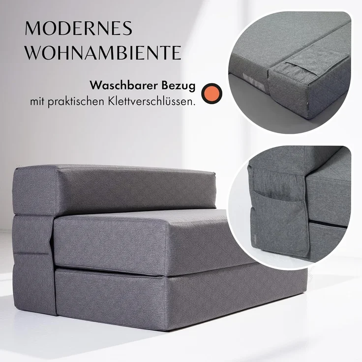 Klappmatratze Schlafsofa für 2-140x200x20 cm Gästebett Klappbar - Test SEHR GUT, DYNMC you, (Klappmatratze Mittel Hart H3 - Gästematratze Klappbar) – Bild 6