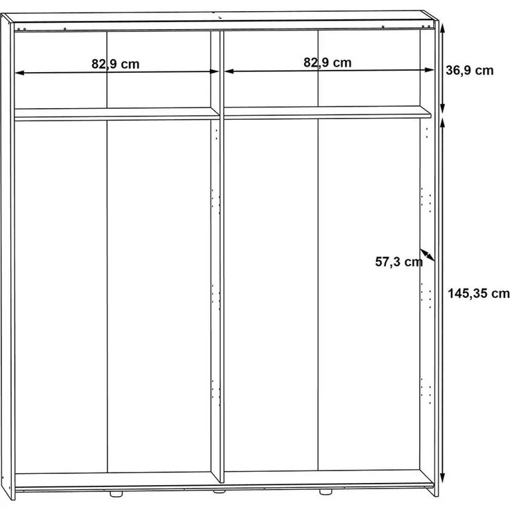 FORTE 'Nigel / Longline' Schwebetürenschrank, Holzwerkstoff Weiß/Holzfarben, 170 x 191 x 61 cm – Bild 9