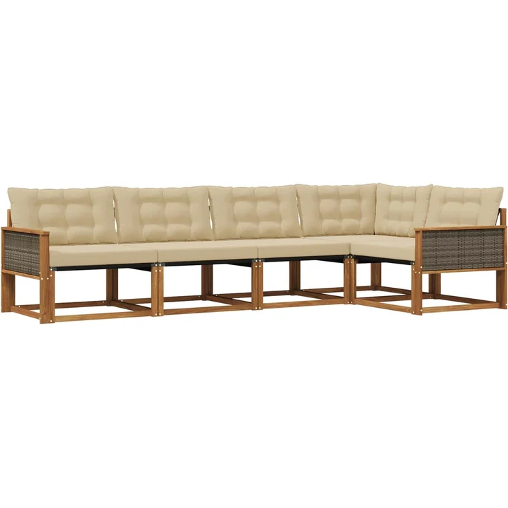 vidaXL Outdoor-Sofagarnitur 5 stk. 5-Sitzer Natur und Beige 3381421 – Bild 2
