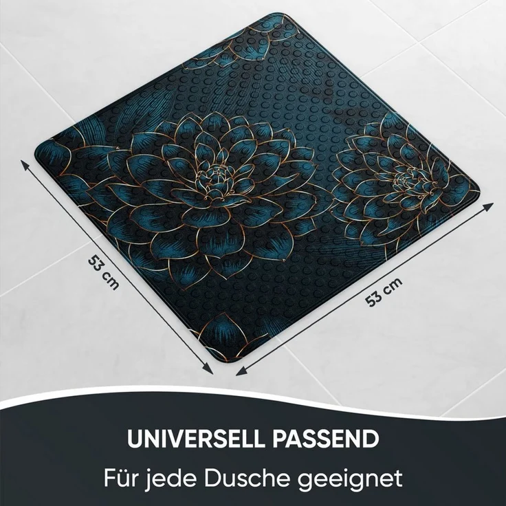 Sanilo Duschmatte, mit Motiv, rutschfest, waschbar, quadratisch, 230 extra starke Saugnäpfe, Kunststoff PVC, 53 x 53 cm, Dahlien – Bild 3