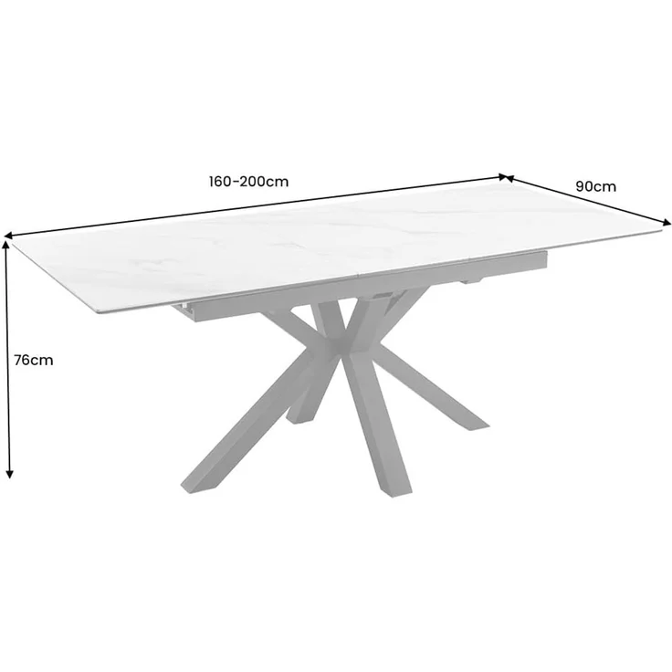 riess-ambiente Esstisch ETERNITY 160-200cm weiß/schwarz – Keramik, Marmor-Look, Metallgestell (Einzelartikel, 1-St), Sterngestell & ausziehbar für Flexibilität – ideal bis zu 8 Personen – Bild 3
