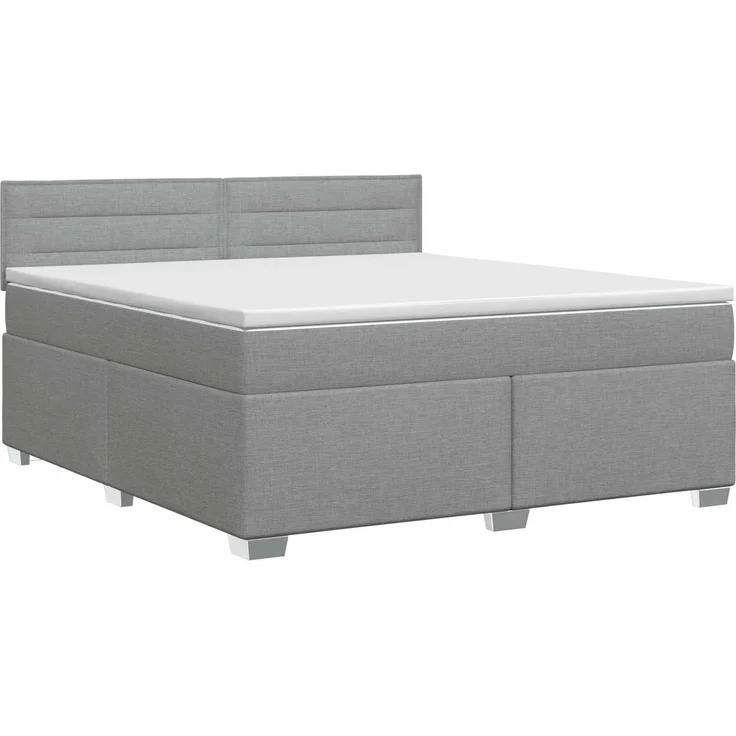 vidaXL Boxspringbett mit Matratze Hellgrau 140 x 200 cm Stoff 3450488 – Bild 2