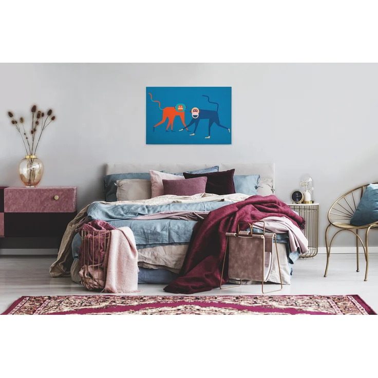 Leinwandbild Affen Blau Orange 90x60 DD120467 Keilrahmenbild Wandbild Leinwand – Bild 5