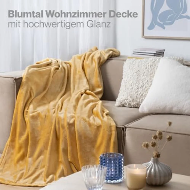 Wohndecke Kuschelige Fleecedecke, Oeko-Tex zertifizierte Decke, Blumtal – Bild 7