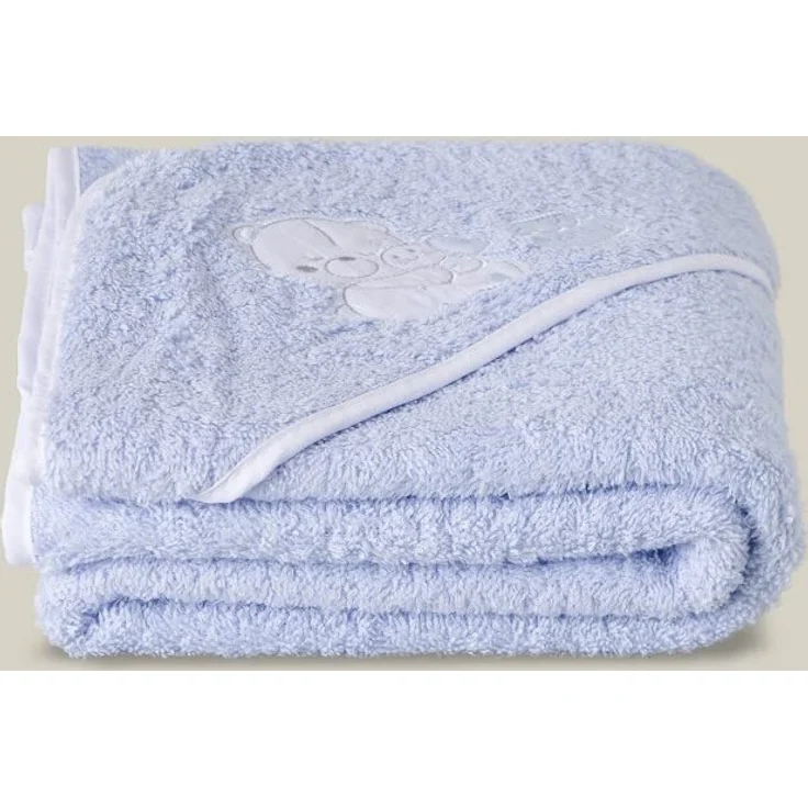 Baby BadePoncho 1x1 m Bademantel Kapuzenbademantel HONEY BEAR Blau, für Neugeborene · 100% Baumwolle – Bild 5
