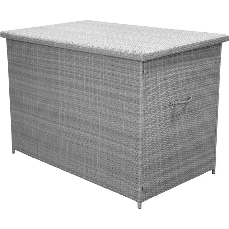 Gardenson Kissenbox, Hellgrau, Kunststoff, 150x100x90 cm, UV-beständig, Aufbewahrungslösung für den Garten