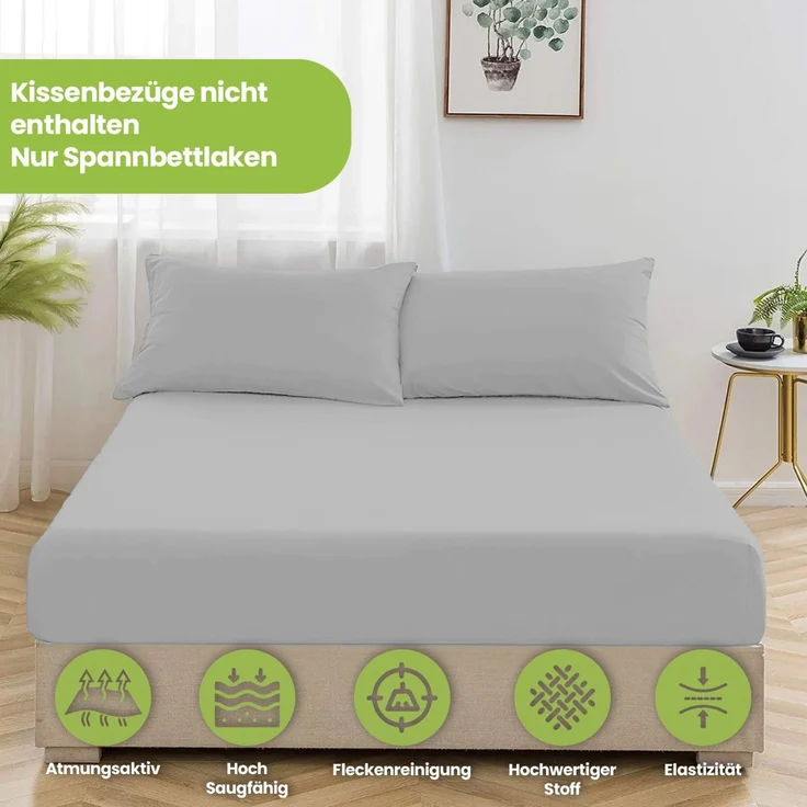 Jersey-Spannbettlaken für Kinder 70x140 cm hautfreundlich atmungsaktiv grau – Bild 8
