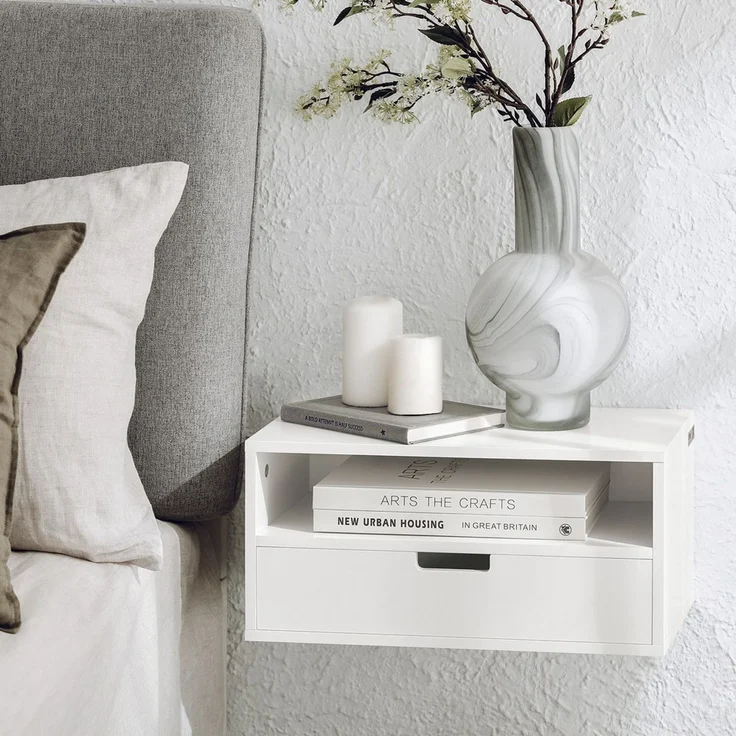 SoBuy NKD03-W Bettablage, MDF, Lackiert, Weiß, 45 x 22 x 25 cm – Bild 10