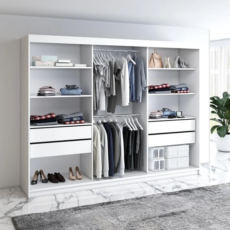 A&J MöbelLand Schwebetürenschrank IOSA 200 cm mit 4 Schubladen, und 3D Lamellen – Bild 4