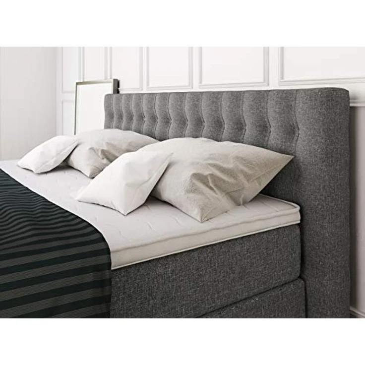 Betten Jumbo King Boxspringbett 160x200 cm 7-Zonen TFK Härtegrad H3 und Visco-Topper | Farbe Hellgrau | div. Größen verfügbar – Bild 7