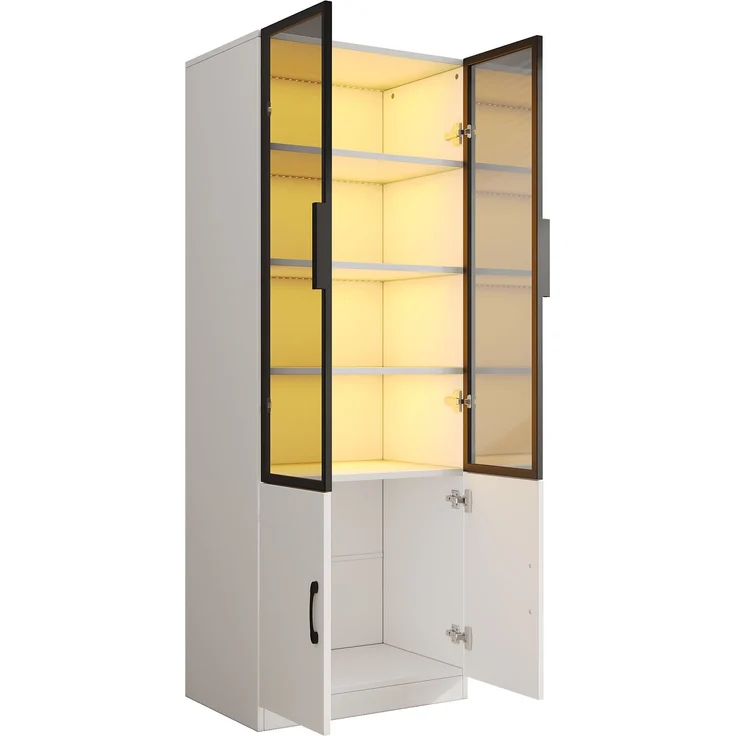 Vitrine 60x40x160 cm in Weiß mit Rauchglas, LED-App-Steuerung und 2 Türen – Bild 6