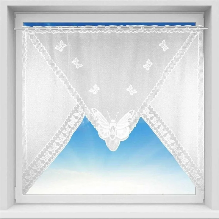 Arsvita Vorhang (1 St), Stangendurchzug, halbtransparent, Bistrogardine in Spitzenoptik, 150cm x 120cm (BxL) mit Stangendurchzug – Bild 2