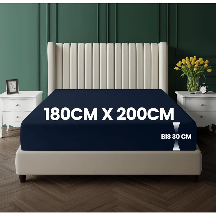 Utopia Bedding - Spannbettlaken 180x200 cm Bis 30 cm - Marineblau - Gebürstete Mikrofaser Spannbetttuch - Oeko Tex Standard 100 – Bild 2