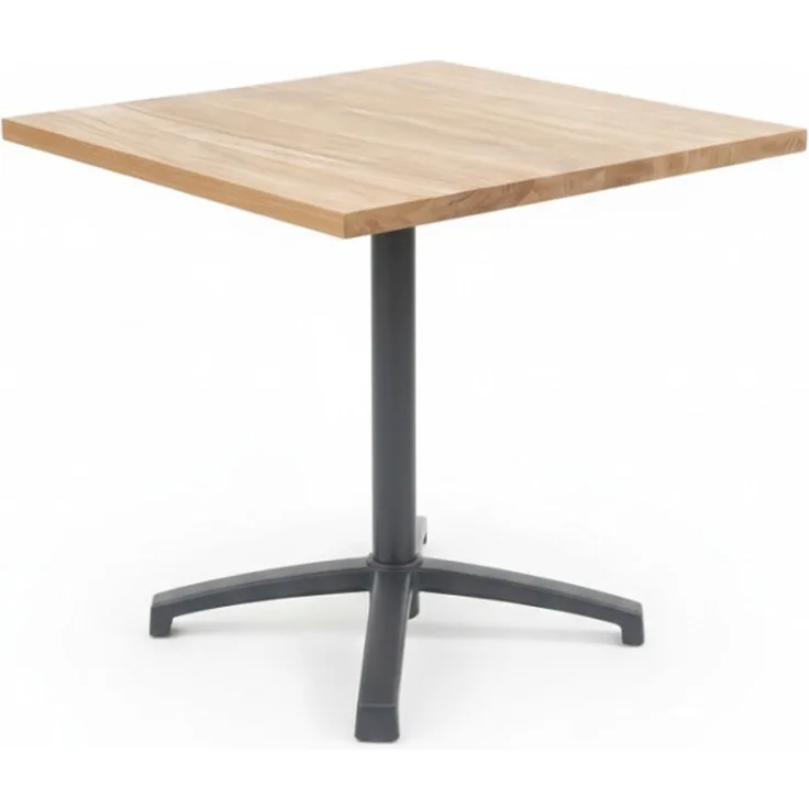 Teakholz Tisch mit Alu Tischgestell, Outdoor, klappbar, eckig 70 x 70cm, handgefertigt