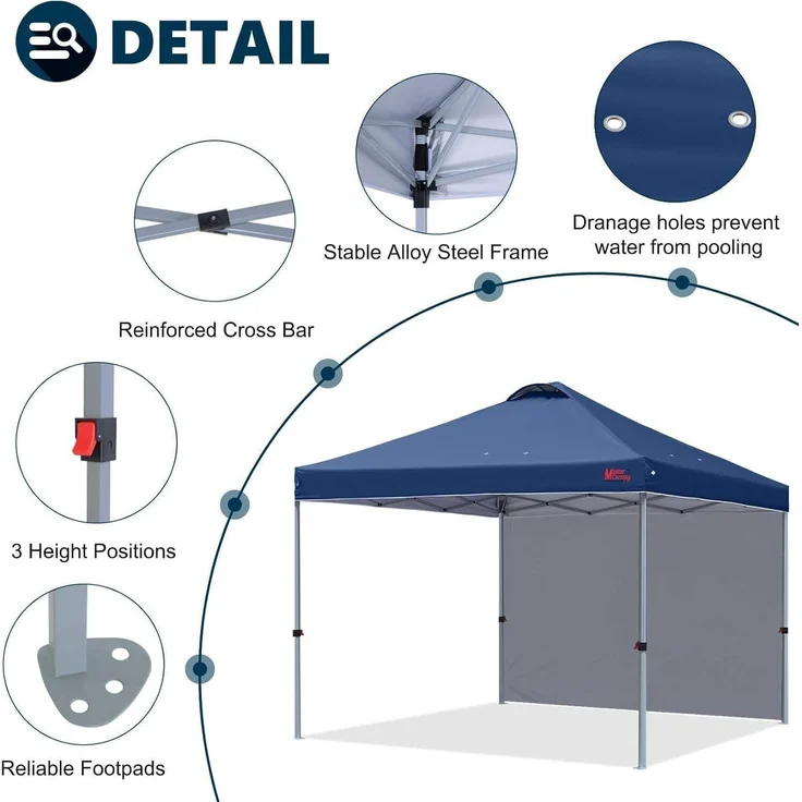 MasterCanopy 3x3m Pop up Pavillon Festzelt mit Seitenwand Marineblau – Bild 4