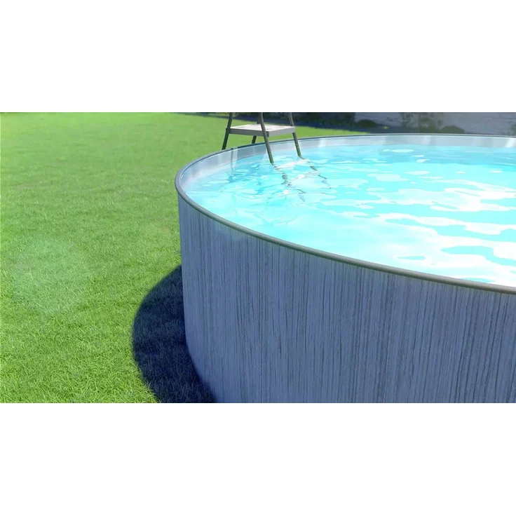 Steinbach 'New Splasher Secure' Stahlwand Swimming Pool, Holzoptik Grau, Ø 350 x 90 cm – Bild 4