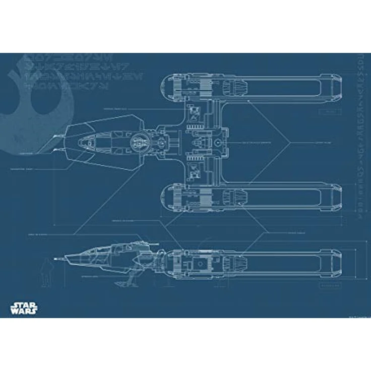 Komar Wandbild | Star Wars EP9 Blueprint Y-Wing | 40 x 30 cm, fotorealistischer Kunstdruck, geeignet für Kinder- und Jugendzimmer, ohne Rahmen, Premium-Poster Fotopapier – Bild 1