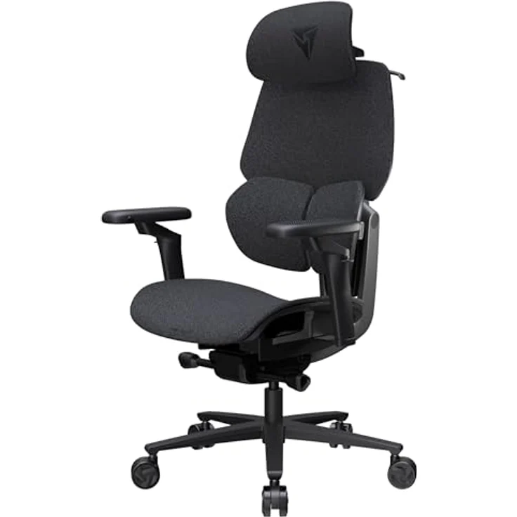 ThunderX3 FLEX Pro Gaming Stuhl, ergonomisch mit Stoffbezug, grau, höhenverstellbare 5D-Armlehnen, bis 125 kg belastbar – Bild 1