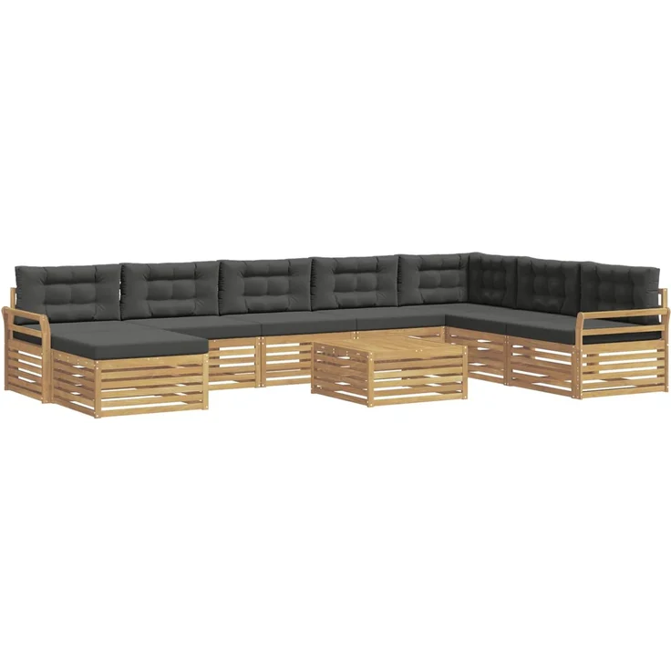vidaXL Outdoor-Sofagarnitur 9 stk. 7-Sitzer Weiß und Anthrazit 3391007 – Bild 2