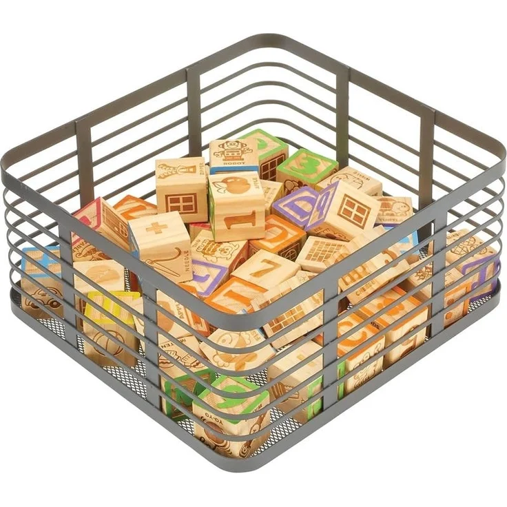mDesign Allzweckkorb Gitterbox Drahtkorb Aufbewahrung 3er Set Metall Dunkelgrau – Bild 8