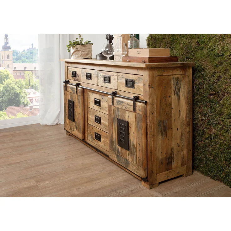 Sideboard Mango 150x45x90 natur lackiert RAILWAY #119 – Bild 6