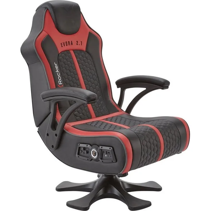 X Rocker Evora 2.1 Gaming-Sessel mit Wireless Audiosystem und Vibrationsmotor - schwarz/rot