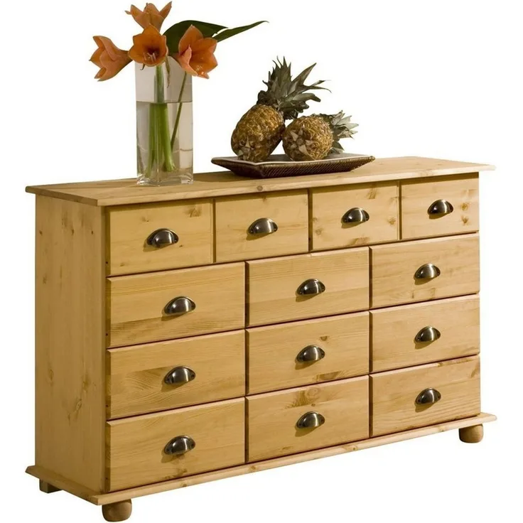 IDIMEX Schubladenschrank Sideboard Colmar, massives Kiefernholz gebeizt mit 11 Schubladen