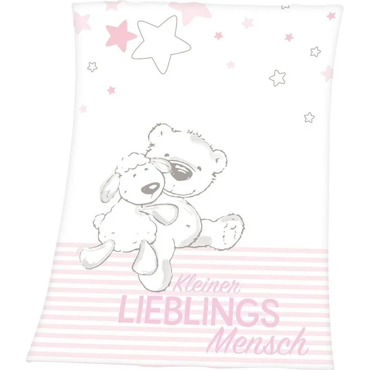 Babydecke Kleiner Lieblingsmensch, Baby Best, mit tollem Motiv und Schriftzug, Kuscheldecke