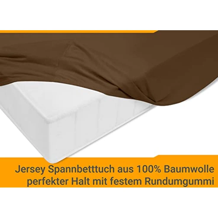 npluseins klassisches Jersey Spannbetttuch - vielen Farben + Größen - 100% Baumwolle 159.192, 120x200 cm, Schokobraun – Bild 5