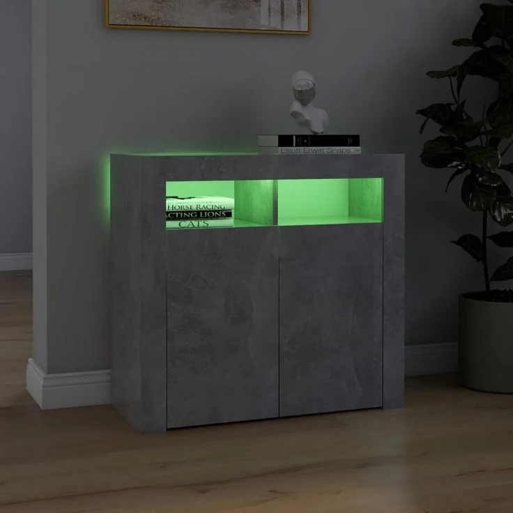 vidaXL Sideboard mit LED-Leuchten Betongrau 80x35x75 cm 804332 – Bild 12