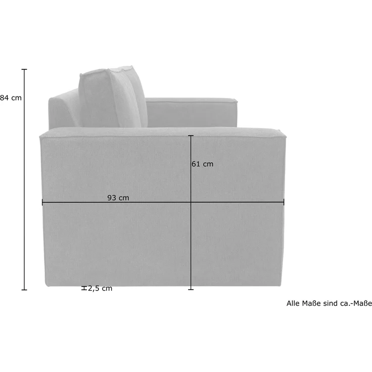 DOMO. collection Sofa 100017, 2-Sitzer mit Rückenkissen und Armlehnen, 2er Couch, Polsterganitur, 210 x 93 x 84 cm (BxTxH), schlamm – Bild 9