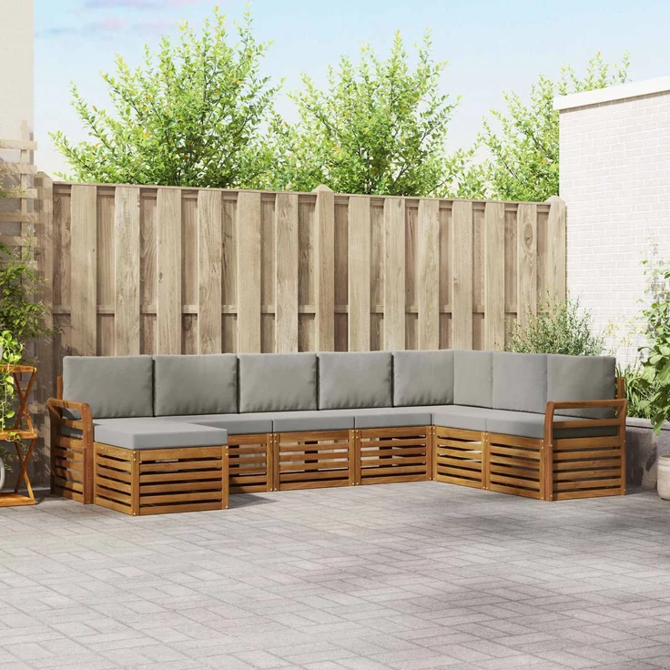 vidaXL Outdoor-Sofagarnitur 8 stk. 8-Sitzer Natur und Hellgrau 3375291 – Bild 1